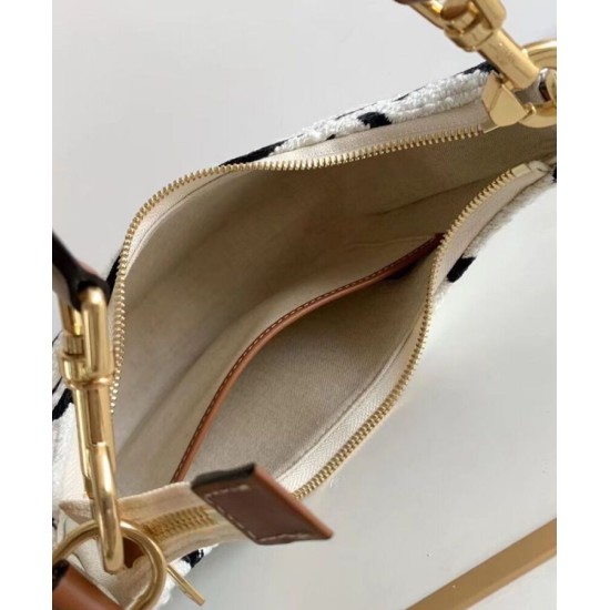 Replica Celine Medium Ava Strap Bag In Textile With Celine All-Over And Calfskin Cream