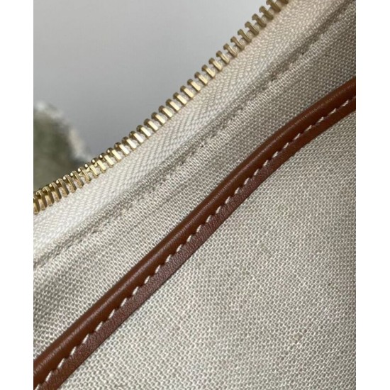 Replica Celine Medium Ava Strap Bag In Textile With Celine All-Over And Calfskin Cream