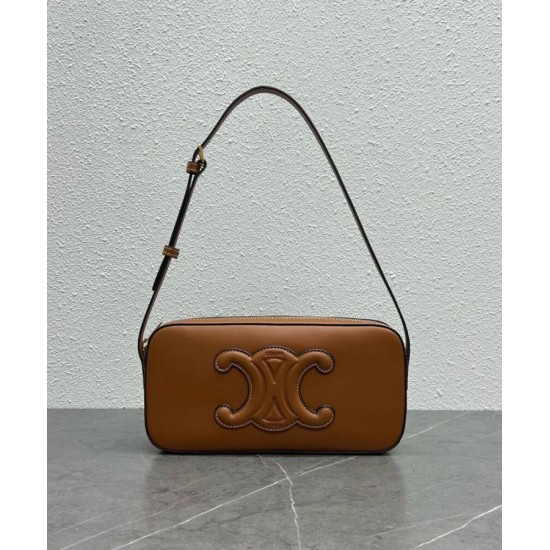 Fake Celine Camera Shoulder Bag Cuir Triomphe In Smooth Calfskin Coffee Replica