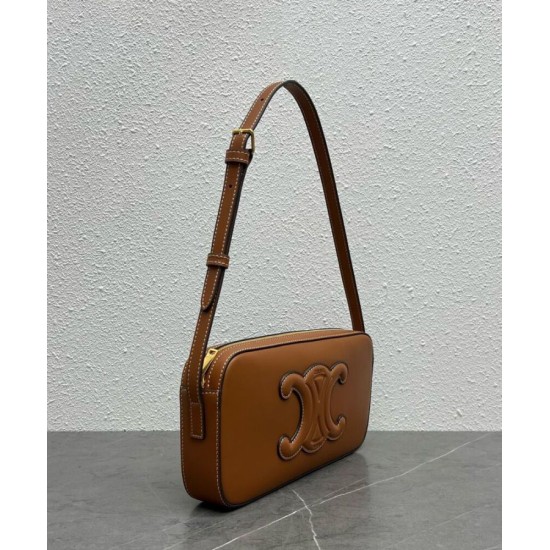 Fake Celine Camera Shoulder Bag Cuir Triomphe In Smooth Calfskin Coffee Replica