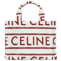 Fake Celine Small Cabas Thais In Textile With Celine All-Over Red Replica