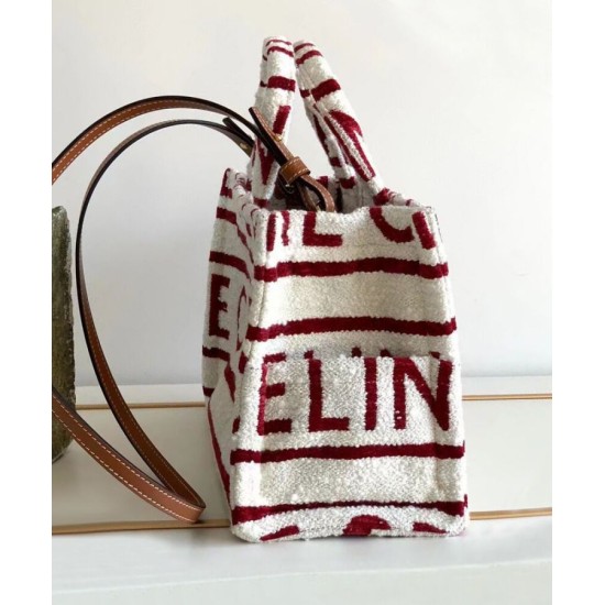 Fake Celine Small Cabas Thais In Textile With Celine All-Over Red Replica