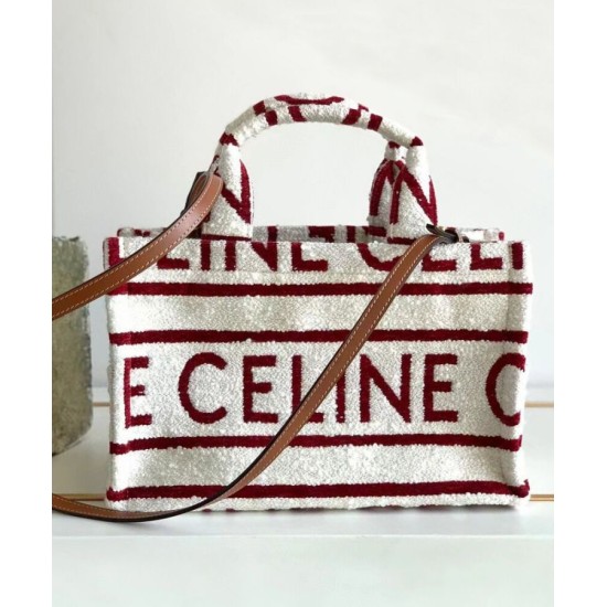 Fake Celine Small Cabas Thais In Textile With Celine All-Over Red Replica
