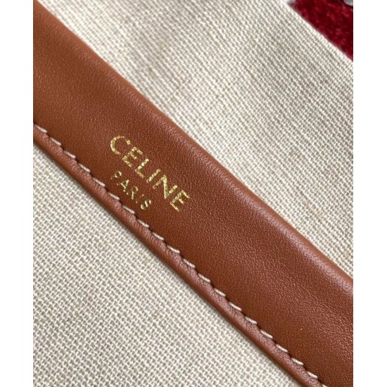 Fake Celine Small Cabas Thais In Textile With Celine All-Over Red Replica