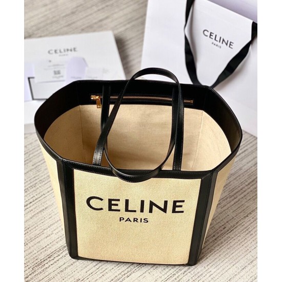 Fake Celine Large Square In Textile With Celine Print Calfskin Apricot Replica