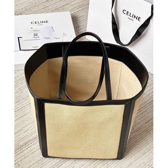 Fake Celine Large Square In Textile With Celine Print Calfskin Apricot Replica