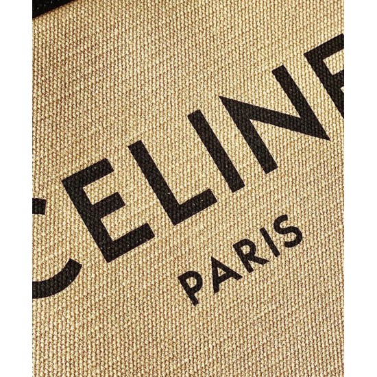Fake Celine Large Square In Textile With Celine Print Calfskin Apricot Replica