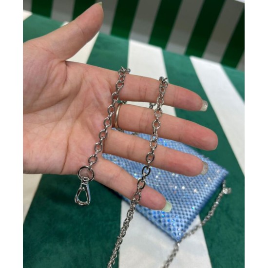 Fake Prada Satin Handbag With Crystals 1BA253 Blue Replica