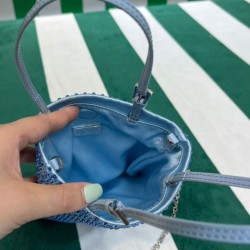Fake Prada Satin Handbag With Crystals 1BA253 Blue Replica