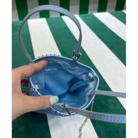 Fake Prada Satin Handbag With Crystals 1BA253 Blue Replica