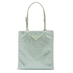 Replica Prada Satin Handbag With Crystals 1BA253 Green
