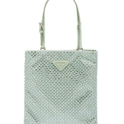 Replica Prada Satin Handbag With Crystals 1BA253 Green