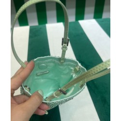 Replica Prada Satin Handbag With Crystals 1BA253 Green
