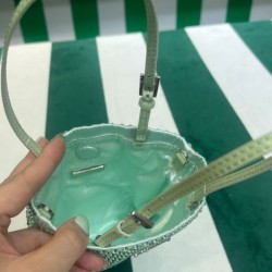 Replica Prada Satin Handbag With Crystals 1BA253 Green