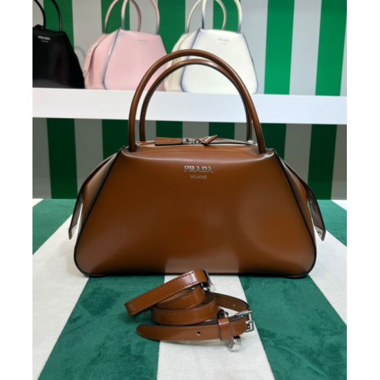 Replica Prada Medium Brushed Leather Prada Supernova Handbag 1BA365 Coffee