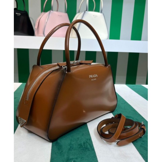 Replica Prada Medium Brushed Leather Prada Supernova Handbag 1BA365 Coffee