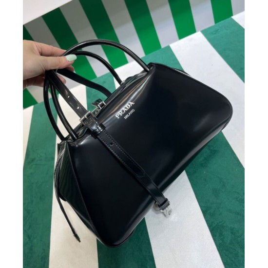 Replica Prada Medium Brushed Leather Prada Supernova Handbag 1BA365 Black