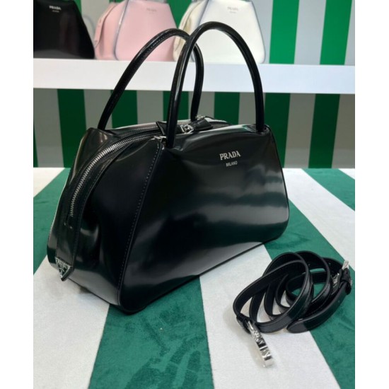 Replica Prada Medium Brushed Leather Prada Supernova Handbag 1BA365 Black