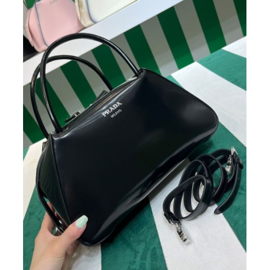 Replica Prada Medium Brushed Leather Prada Supernova Handbag 1BA365 Black