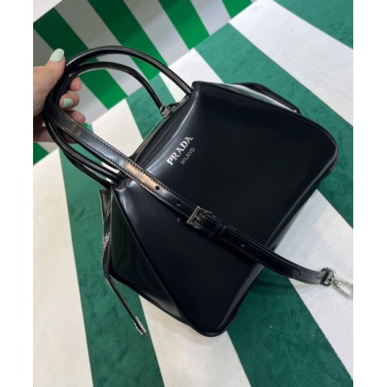 Replica Prada Small Brushed Leather Prada Supernova Handbag 1BA366 Black