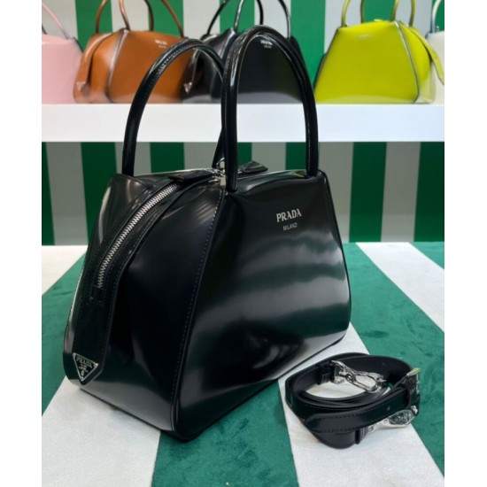 Replica Prada Small Brushed Leather Prada Supernova Handbag 1BA366 Black