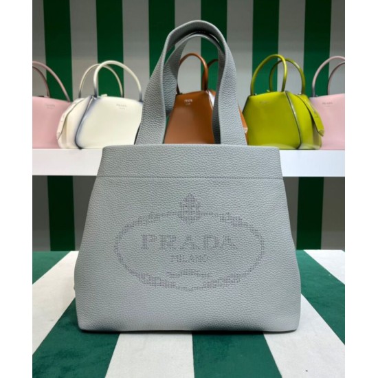 Replica Prada Medium Leather Tote Bag 1BG384 Gray