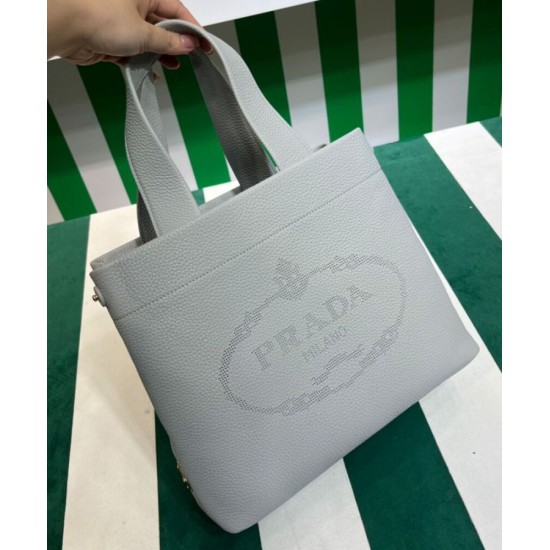 Replica Prada Medium Leather Tote Bag 1BG384 Gray