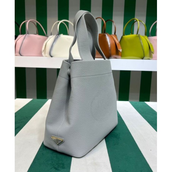 Replica Prada Medium Leather Tote Bag 1BG384 Gray