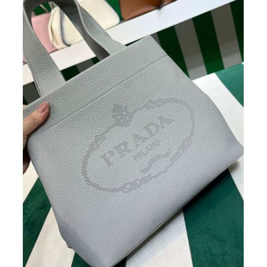 Replica Prada Medium Leather Tote Bag 1BG384 Gray