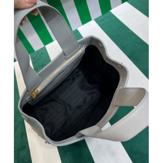 Replica Prada Medium Leather Tote Bag 1BG384 Gray