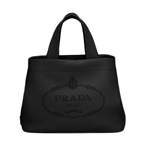 Replica Prada Medium Leather Tote Bag 1BG384 Black