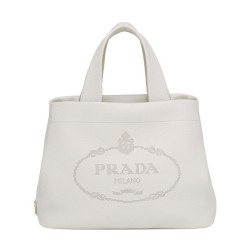 Replica Prada Medium Leather Tote Bag 1BG384 Cream