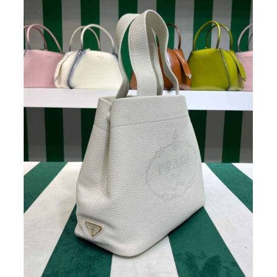 Replica Prada Medium Leather Tote Bag 1BG384 Cream