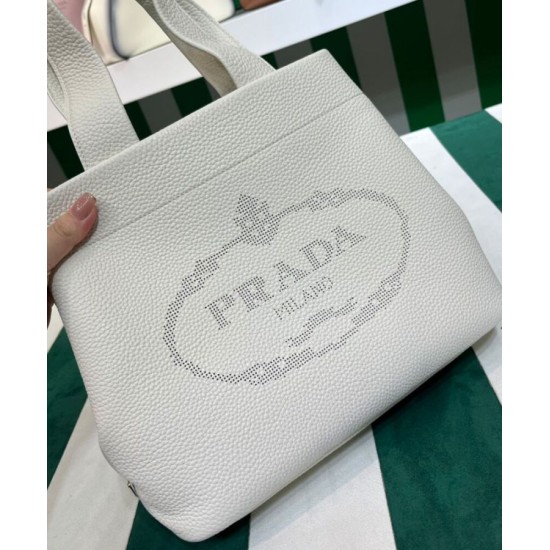Replica Prada Medium Leather Tote Bag 1BG384 Cream