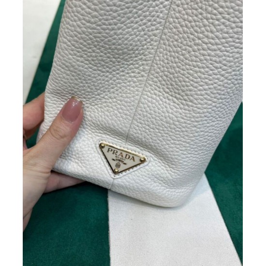 Replica Prada Medium Leather Tote Bag 1BG384 Cream