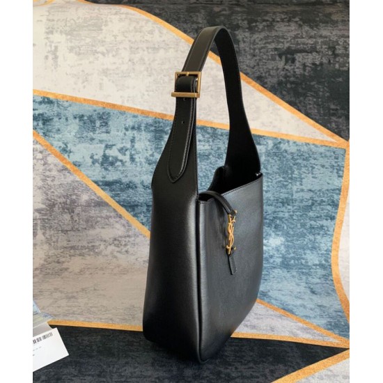 Fake YSL Saint Laurent Le 5 A 7 Soft Small Hobo Bag In Smooth Leather Black Replica