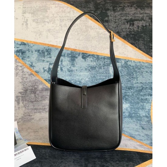Fake YSL Saint Laurent Le 5 A 7 Soft Small Hobo Bag In Smooth Leather Black Replica
