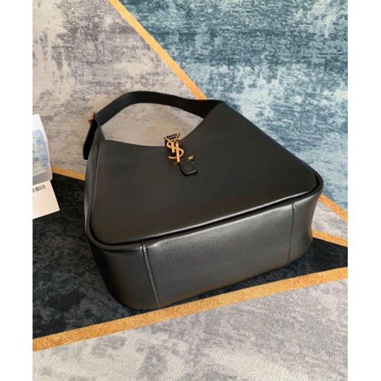 Fake YSL Saint Laurent Le 5 A 7 Soft Small Hobo Bag In Smooth Leather Black Replica