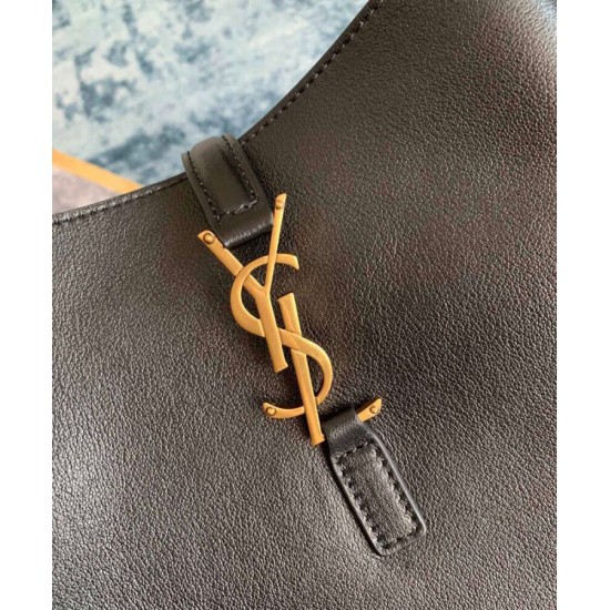 Fake YSL Saint Laurent Le 5 A 7 Soft Small Hobo Bag In Smooth Leather Black Replica