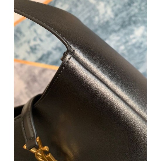 Fake YSL Saint Laurent Le 5 A 7 Soft Small Hobo Bag In Smooth Leather Black Replica