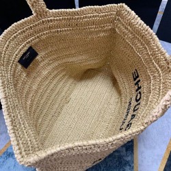 Replica YSL Saint Laurent Rive Gauche Supple Tote Bag In Raffia Crochet Apricot