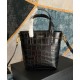 Replica YSL Saint Laurent Paris Mini Toy Shopping In Crocodile-Embossed Leather Black