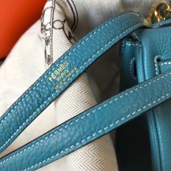 Fake Hermes Mini Kelly 20cm Bag Blue Jean Replica