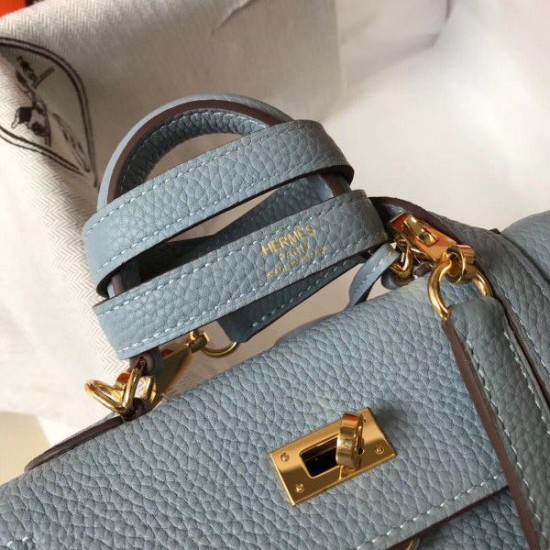 Fake Hermes Mini Kelly 20cm Bag Blue Replica