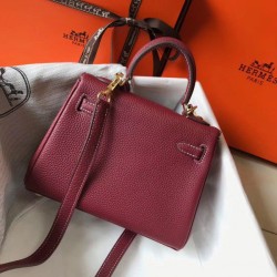 Replica Hermes Mini Kelly 20cm Bag Bordeaux
