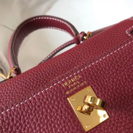 Replica Hermes Mini Kelly 20cm Bag Bordeaux