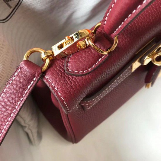 Replica Hermes Mini Kelly 20cm Bag Bordeaux