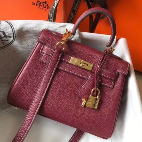 Replica Hermes Mini Kelly 20cm Bag Bordeaux
