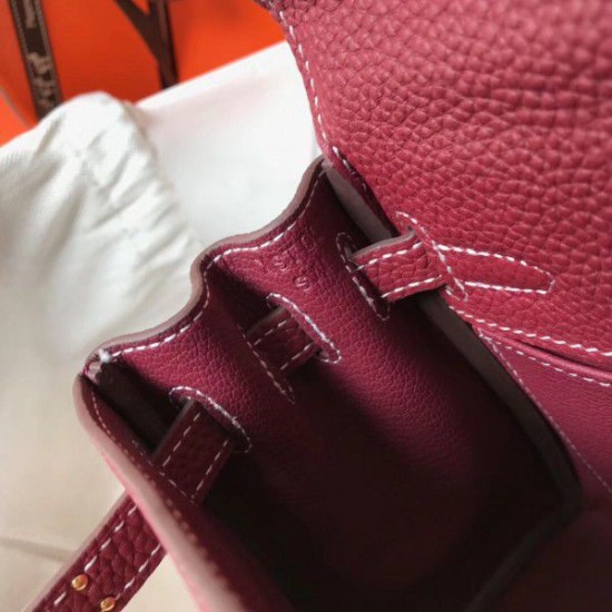 Replica Hermes Mini Kelly 20cm Bag Bordeaux