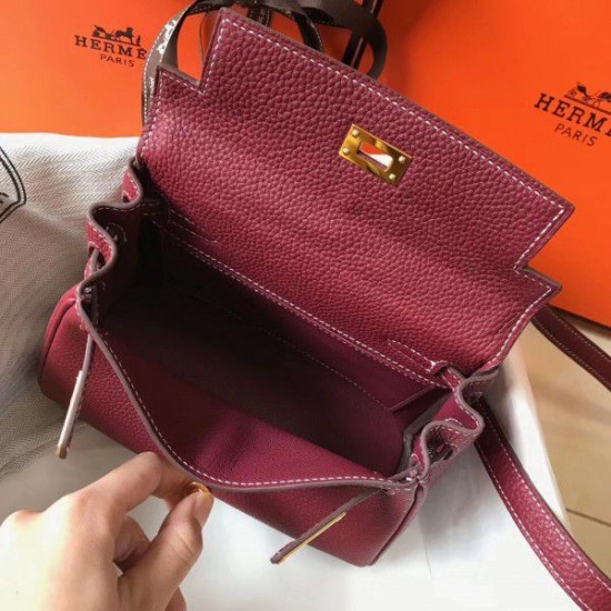 Replica Hermes Mini Kelly 20cm Bag Bordeaux